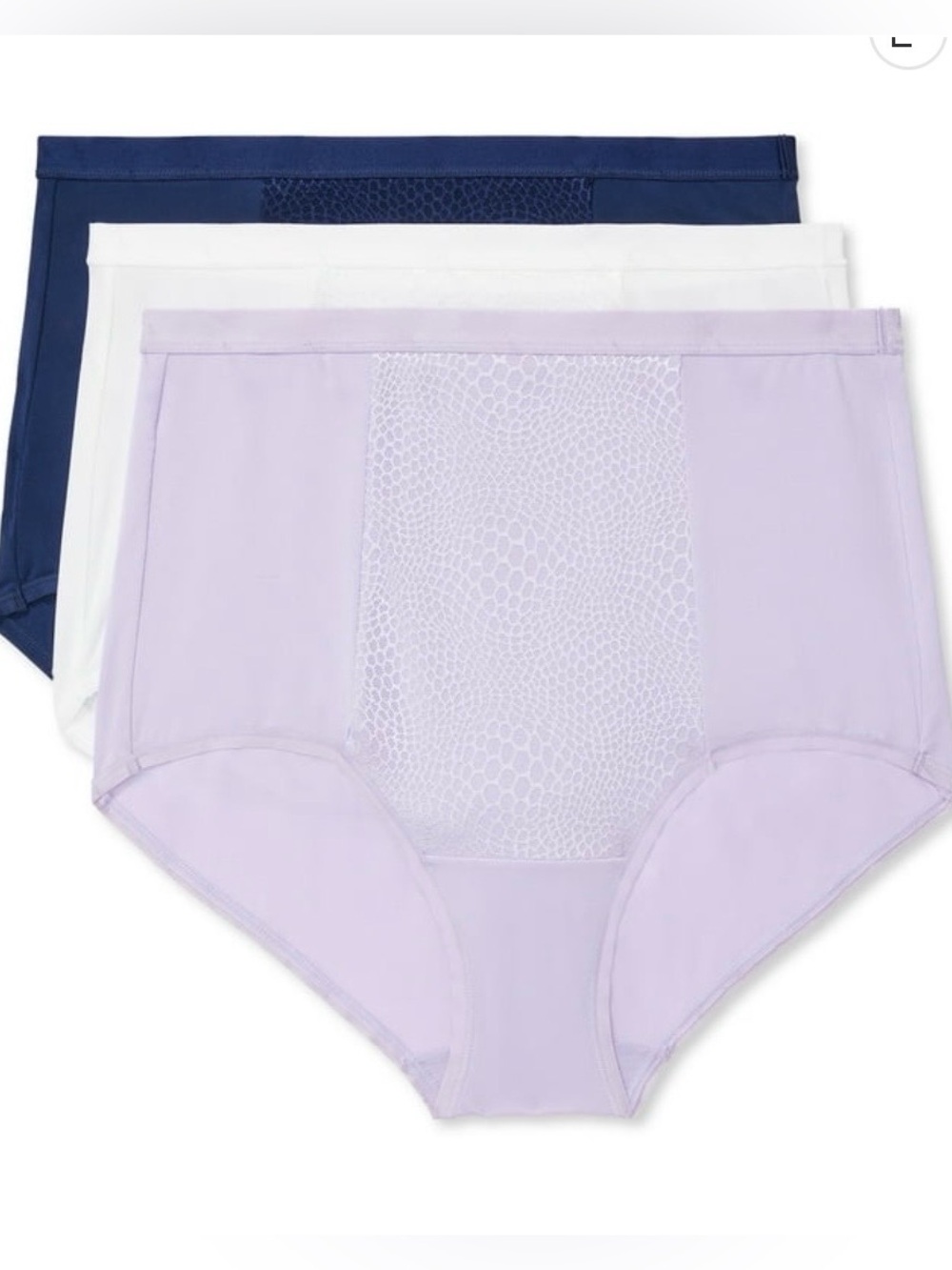 Warner's 3-Pack Briefs Tummy Smoothing High Waist - White, Lavender, Navy Size S
